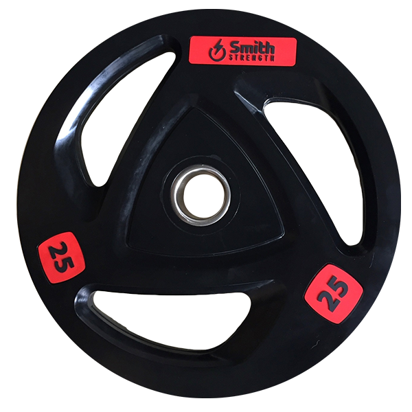 Диск для штанги Smith WP085-25 c 3-м хватом, обрезиненный, 25кг