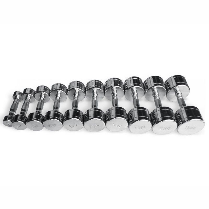 Фото Гантельный ряд хромированный от 1 до 10 кг (шаг 1 кг) MD Buddy MD2303B