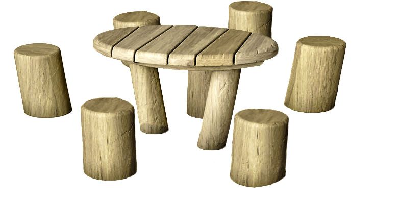 Фото Стол с пеньками