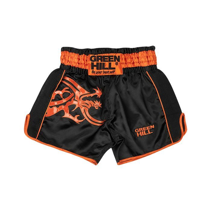 Фотографии Шорты для тайского бокса Green Hill Garuda TBSG-6621, черно-оранжевые