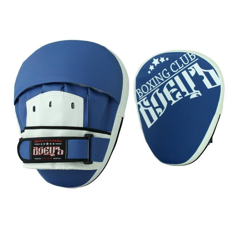 Фото Лапы боксерские гнутые Боецъ 111 сине-белые
