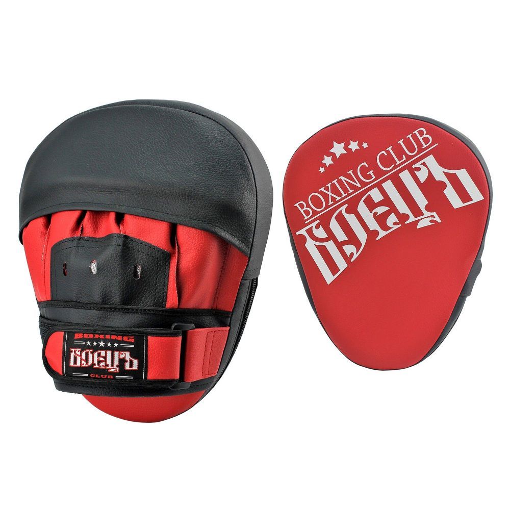 Фото Лапы боксерские гнутые Боецъ 111 черный-красный