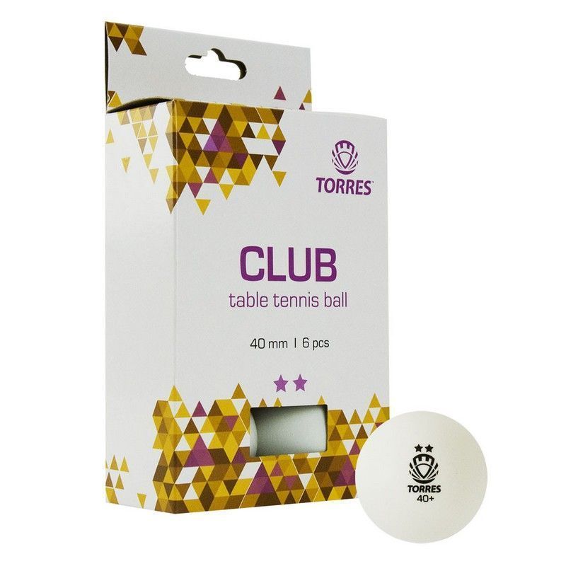 Фото Мяч для настольного тенниса Torres Club 2* TT21014 6 шт, белый