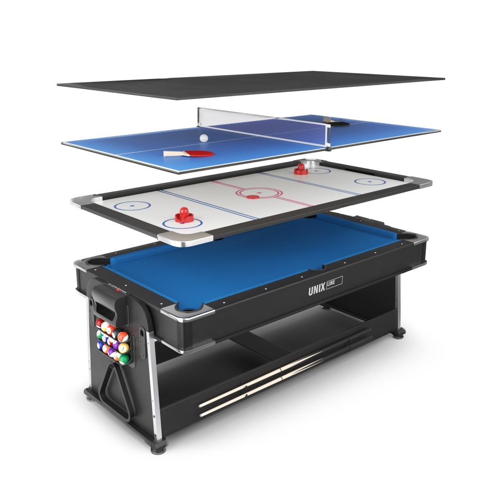 Фото Игровой стол UNIX Line Трансформер 4 в 1 (204х112 cм) Black