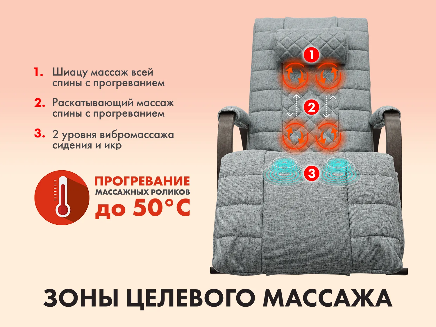 Массажное кресло качалка FUJIMO SOHO DELUXE F2000 TCFA Серый (TONY13)