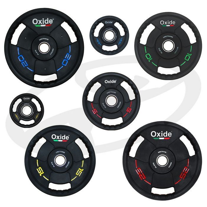 Диск олимпийский Oxide Fitness OWP02 D50мм полиуретановый, с 3-мя хватами, черный 2,5кг.