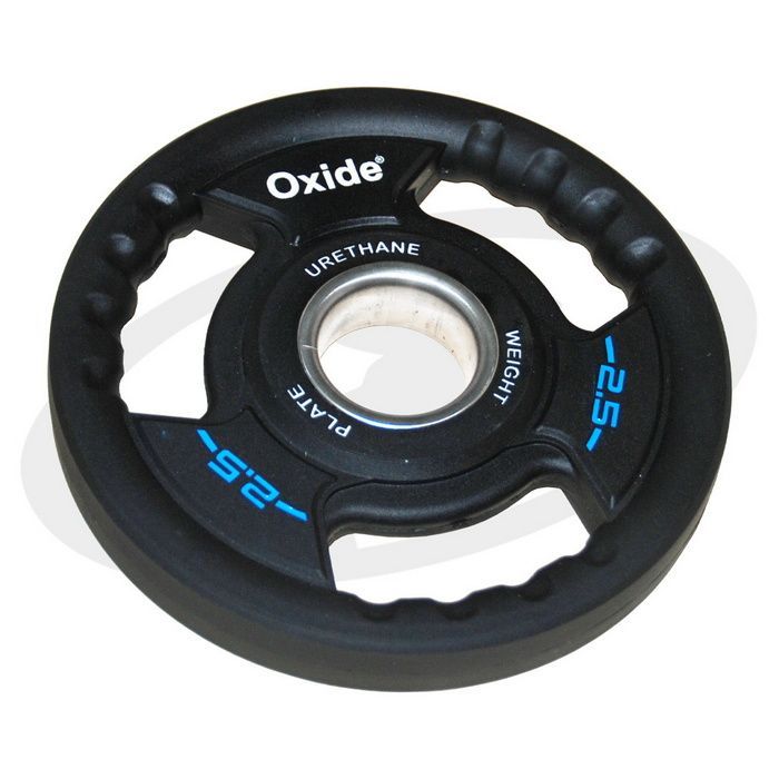 Диск олимпийский Oxide Fitness OWP02 D50мм полиуретановый, с 3-мя хватами, черный 2,5кг.
