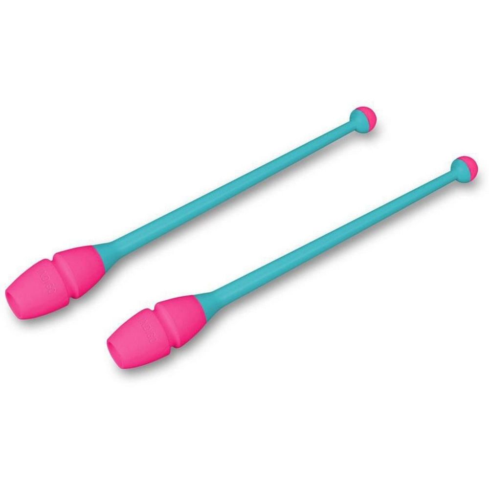 Фотографии Булавы для художественной гимнастики Indigo 41 см, пластик, каучук, 2шт IN018-BP бирюзовый-розовый