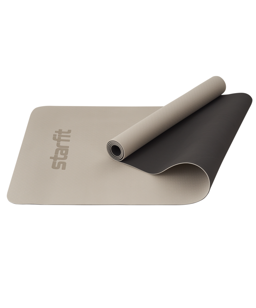 Фото Коврик для йоги и фитнеса FM-201, TPE, 183x61x0,4 см, черный/серый