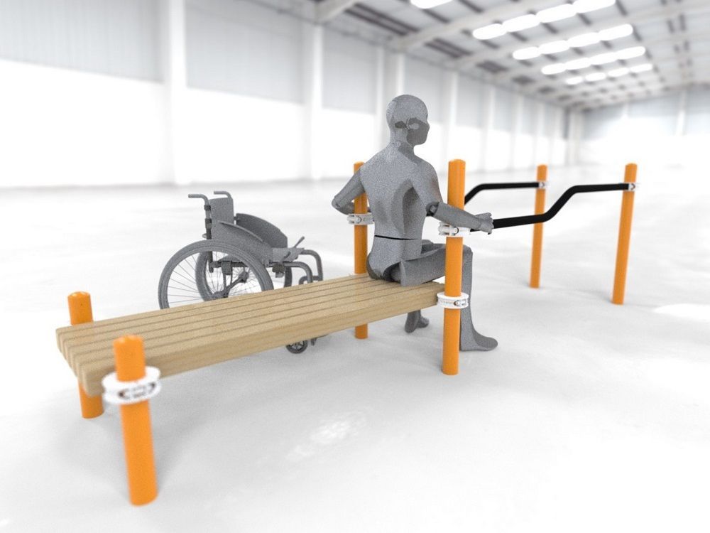 Фотографии Брусья параворкаут изогнутые в подъем со скамьей Pioner A11811