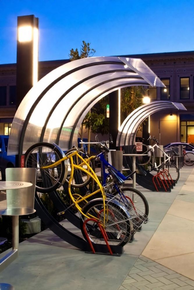 Фотографии Велопарковка 45 градусов с навесом