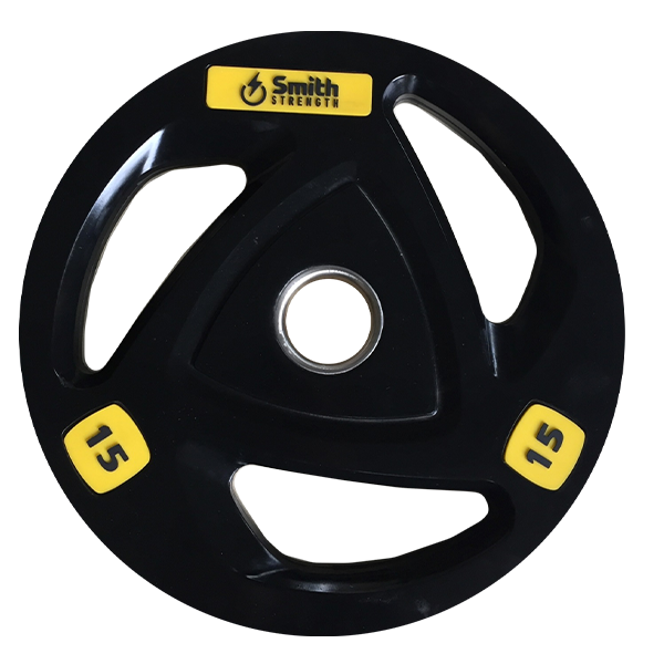Фото Диск для штанги Smith WP085-15 c 3-м хватом, обрезиненный, 15кг