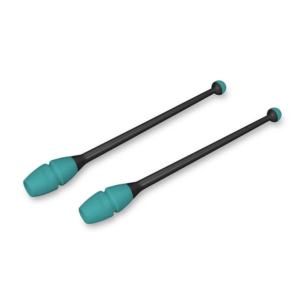 Фотографии Булавы для художественной гимнастики Indigo 41 см, пластик, каучук, 2шт IN018-BKB черный-бирюзовый