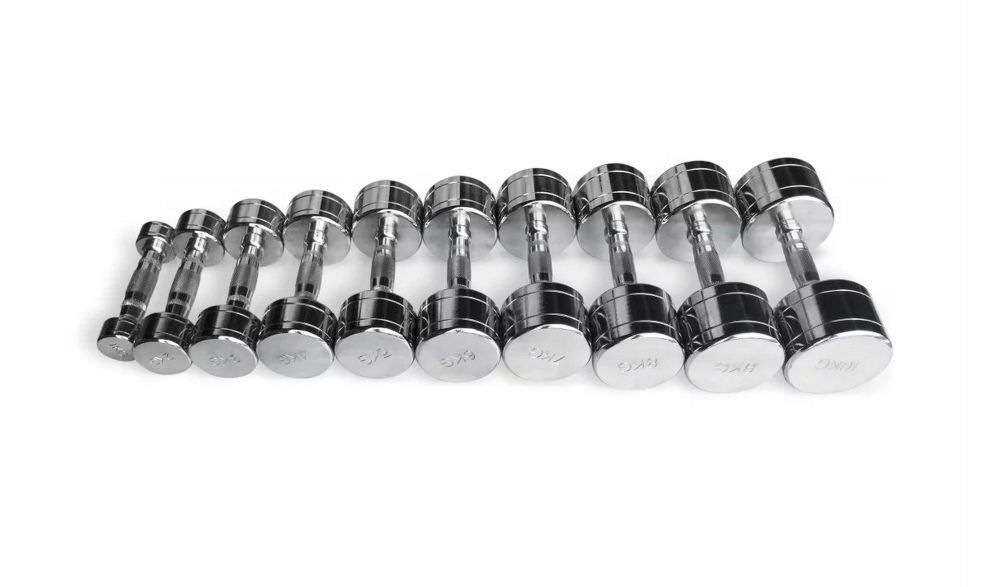 Фото Комплект гантелей хромированных ряд от 1 до 10 кг UltraGym UG1025