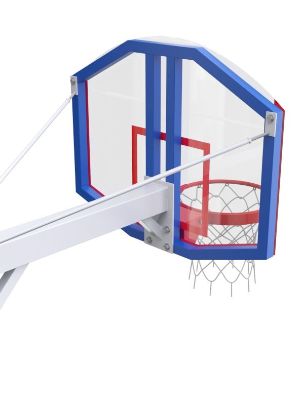 Фотографии Стойка стационарная со стритбольным щитом из оргстекла и массовым кольцом  Pioner A13394