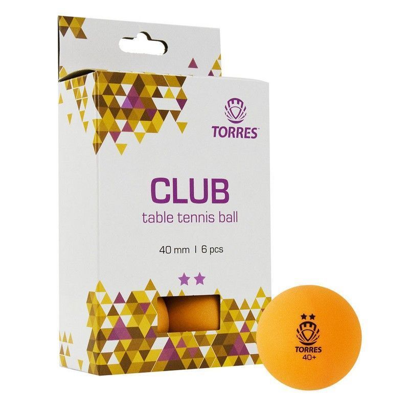 Фото Мяч для настольного тенниса Torres Club 2* TT21013 6 шт, оранжевый