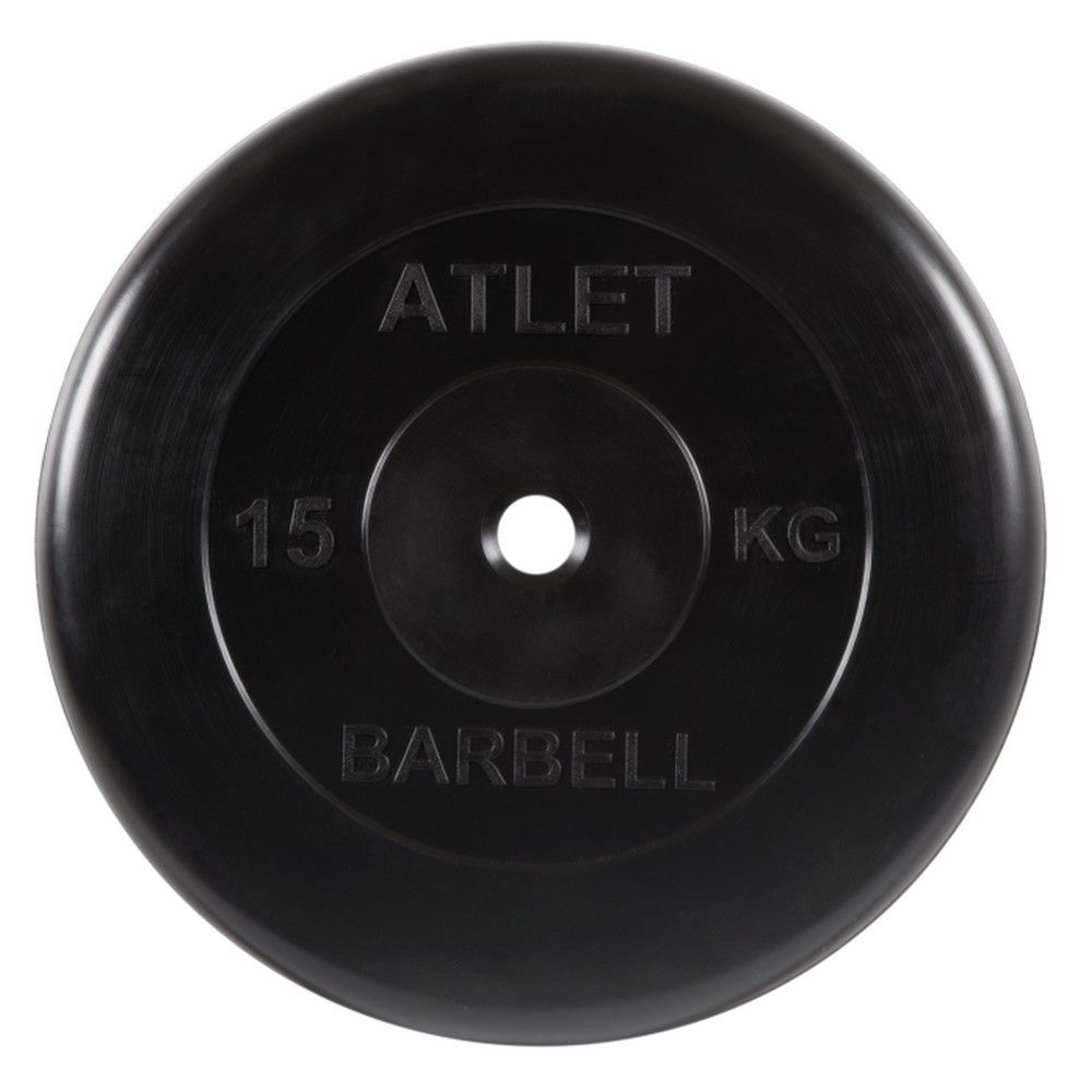 Фото Диск обрезиненный d31мм MB Barbell Atlet 15кг черный MB-AtletB31-15
