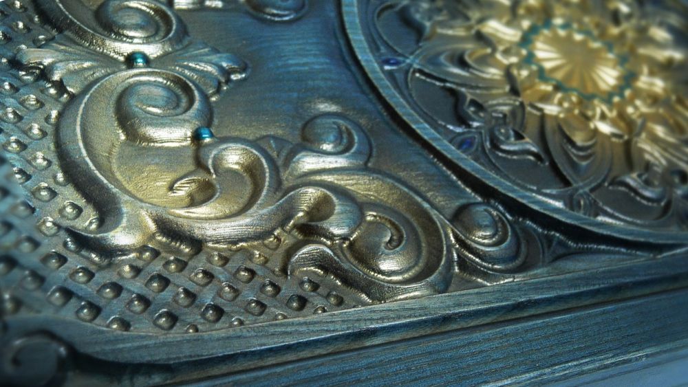 Фотографии Нарды-шашки Восток 25 (Бирюза, позолота (нарды, шашки))