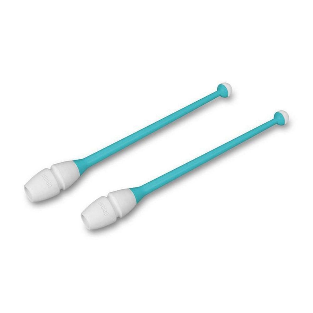 Фотографии Булавы для художественной гимнастики Indigo 41 см, пластик, каучук, 2шт IN018-BW бирюзовый-белый