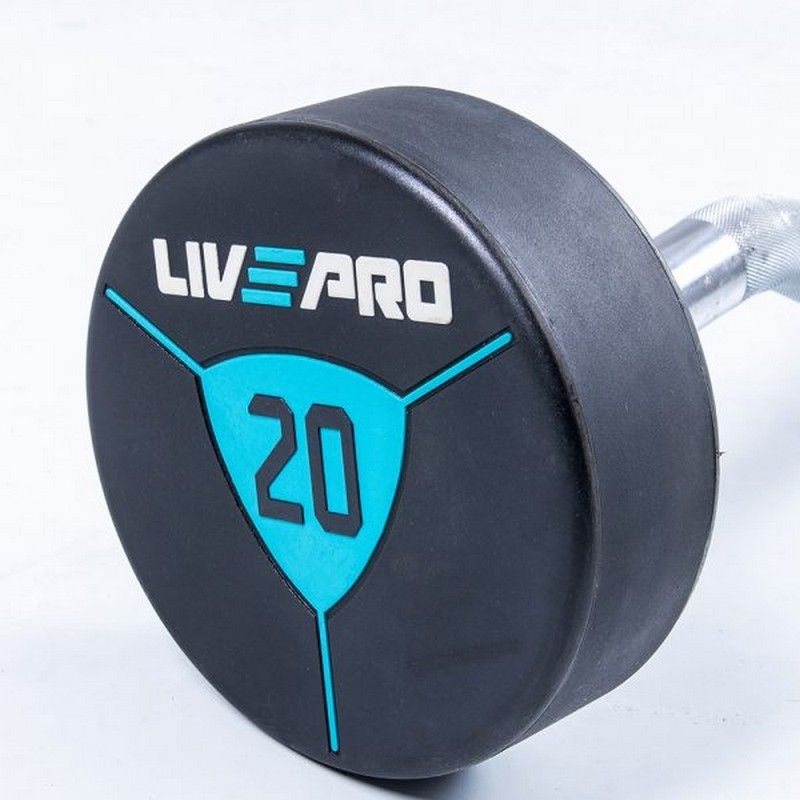 Фиксированная кривая штанга Live Pro Ez Curl Urethane Barbells LP8011-10 10кг