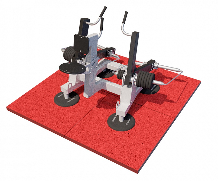 Фото Уличный силовой тренажер для развития мускулатуры спины, бицепса, пресса с изменяемой нагрузкой из положения сидя