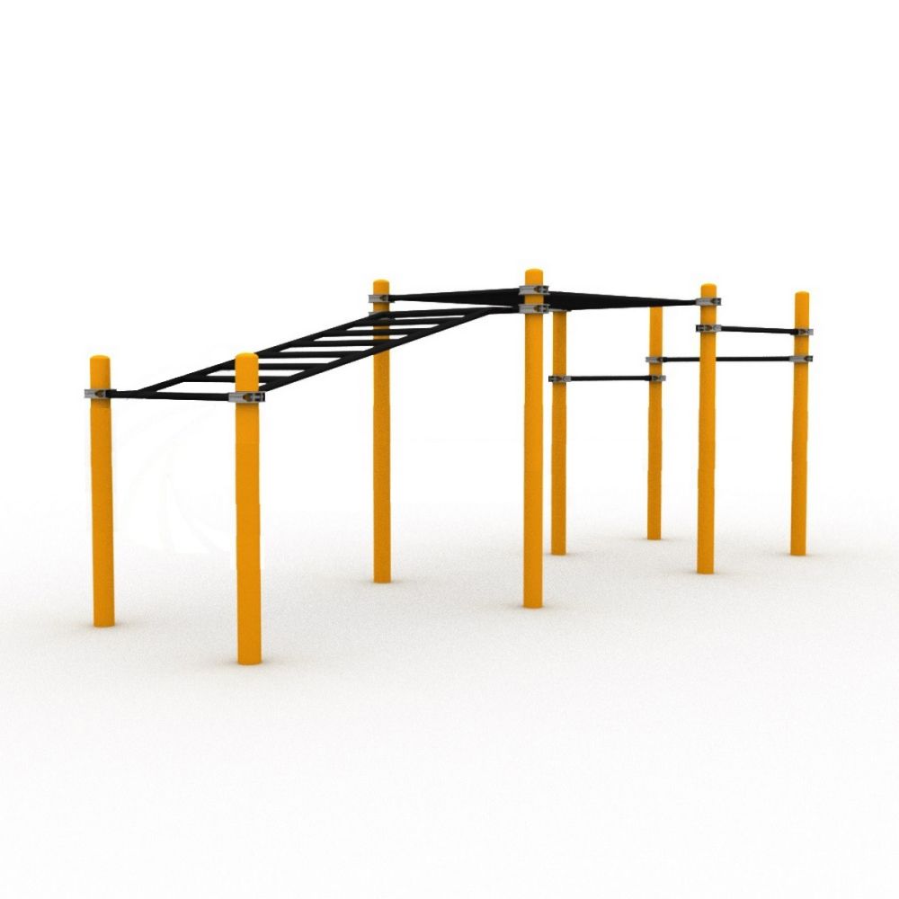 Фото Детский рукоход двухсекционный с подъёмом и 3 турника Pioner A10986