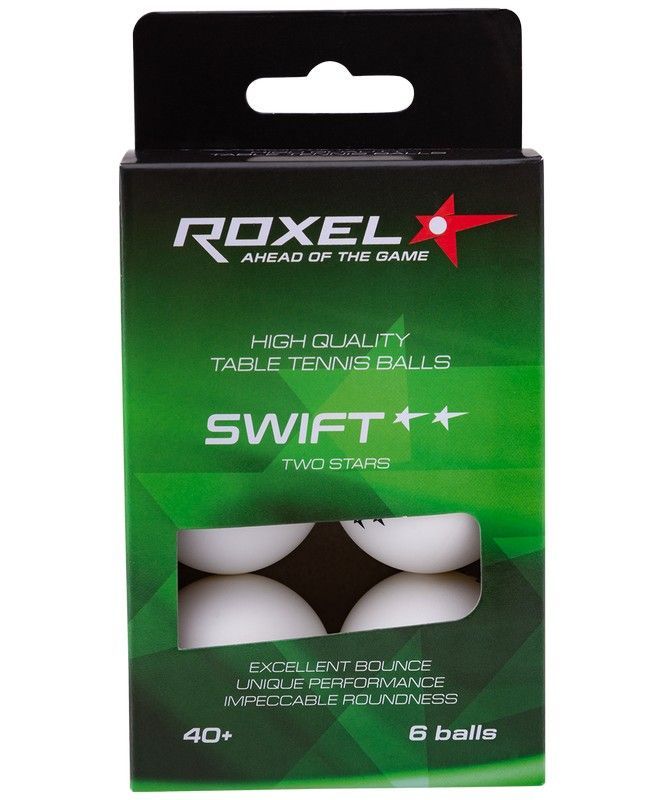 Фото Мячи для настольного тенниса Roxel 2* Swift, 6 шт, белый
