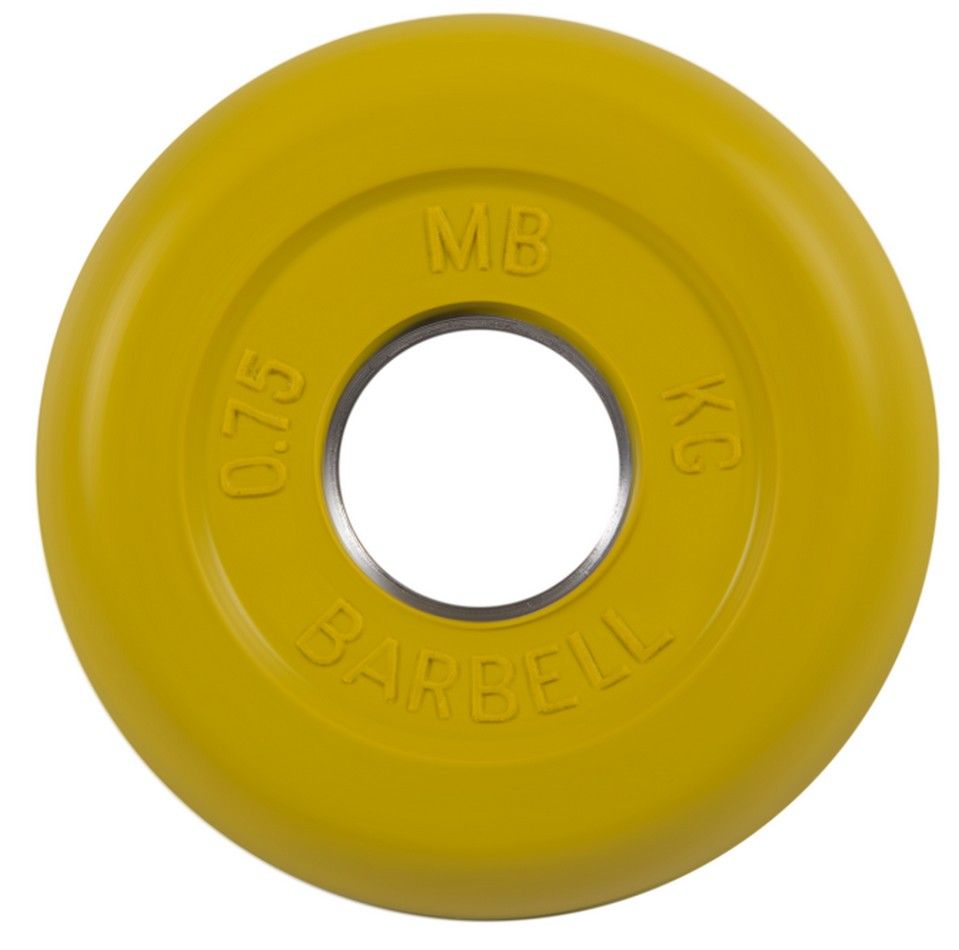 Диск обрезиненный d26мм MB Barbell MB-PltC26-0,75 0,75 кг желтый