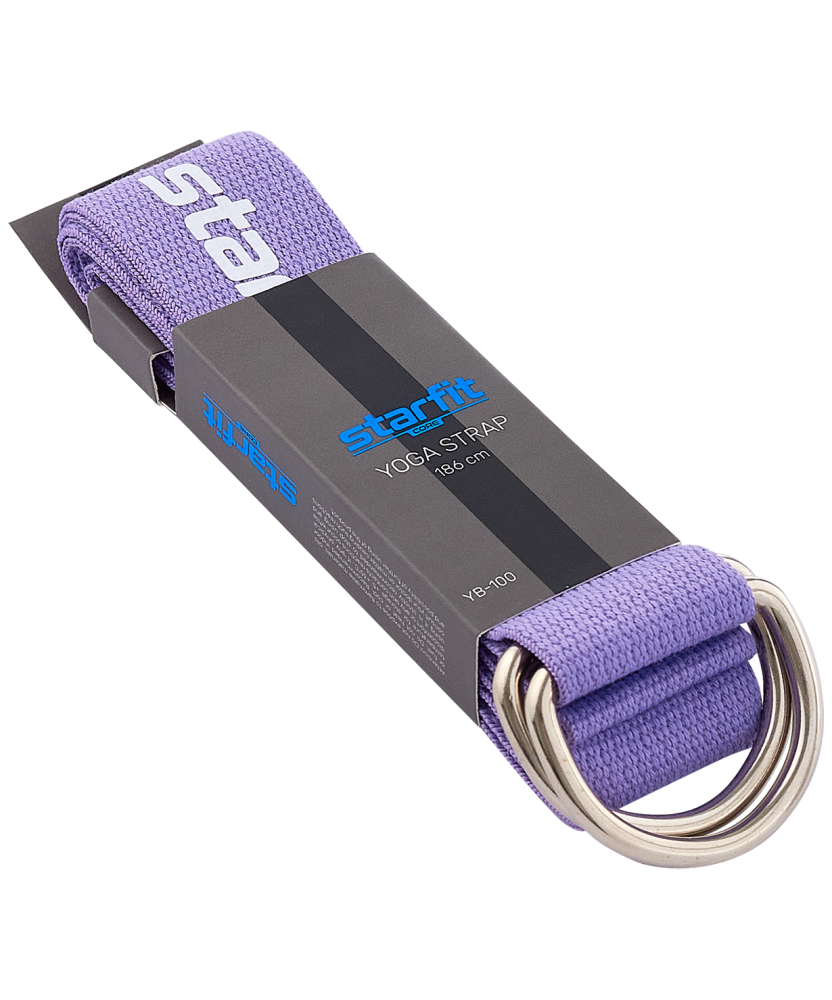 Фотографии Ремень для йоги YB-100 183 см, хлопок, фиолетовый пастель