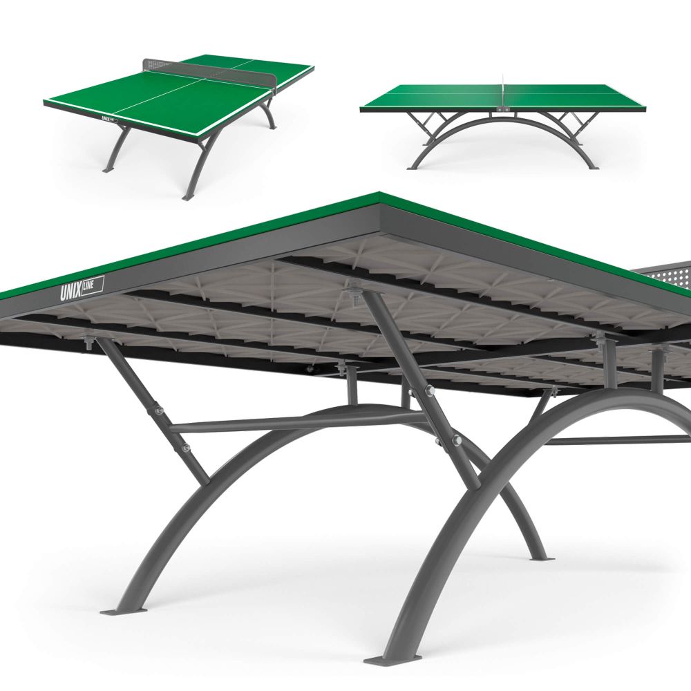 Фотографии Антивандальный теннисный стол UNIX Line 14 mm SMC зеленый, серый