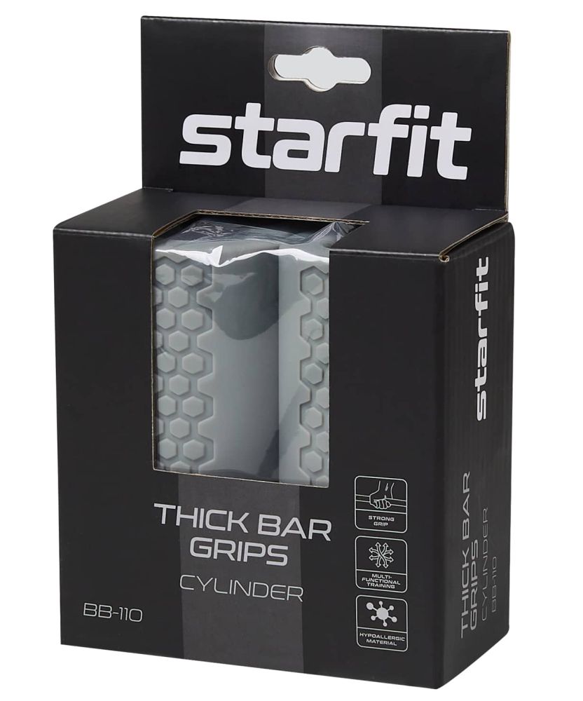 Расширители хвата Star Fit BB-110, d=25 мм, цилиндрические, серый, 2 шт