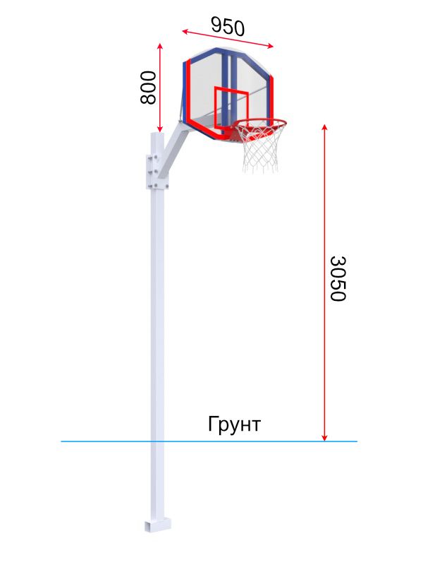 Фотографии Стойка регулируемая со стритбольным щитом из оргстекла и массовым кольцом  Pioner A13435