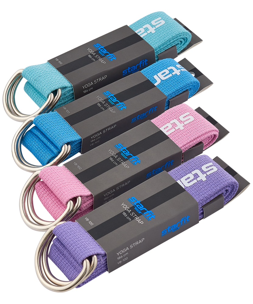 Фотографии Ремень для йоги YB-100 183 см, хлопок, фиолетовый пастель