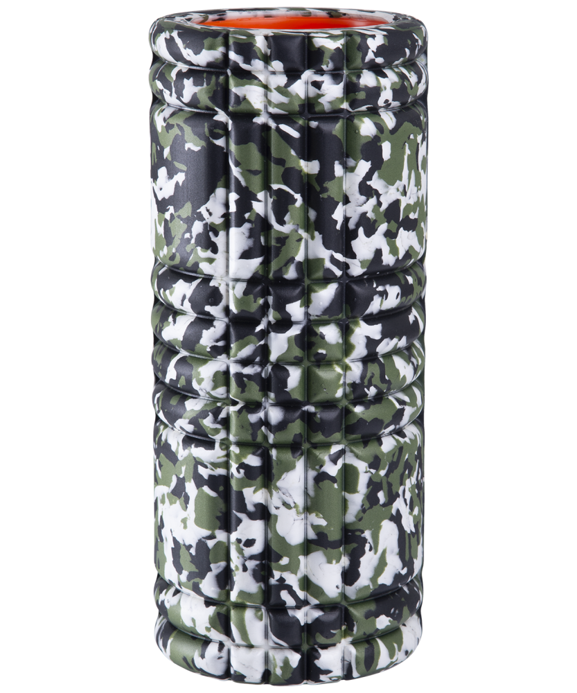 Фото Ролик массажный FA-508, низкая жесткость, 33x14 cм, зеленый камуфляж/оранжевый
