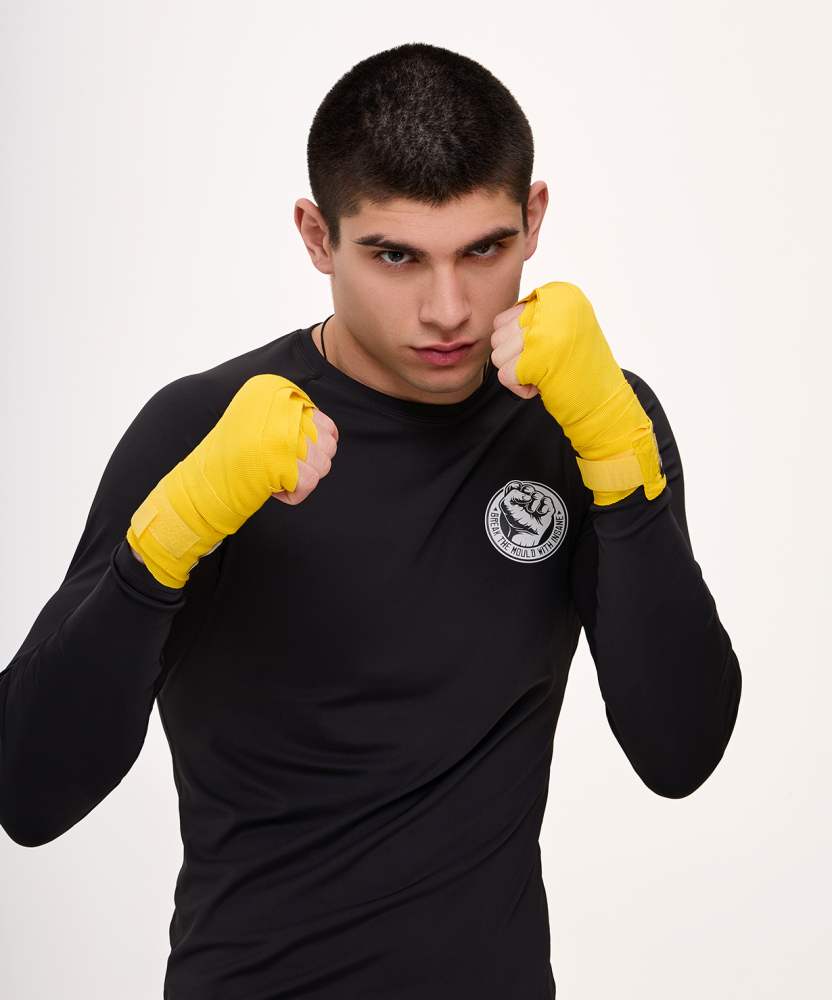 Фотографии Бинт боксерский FIGHT, хлопок/нейлон, желтый, 2,5 м