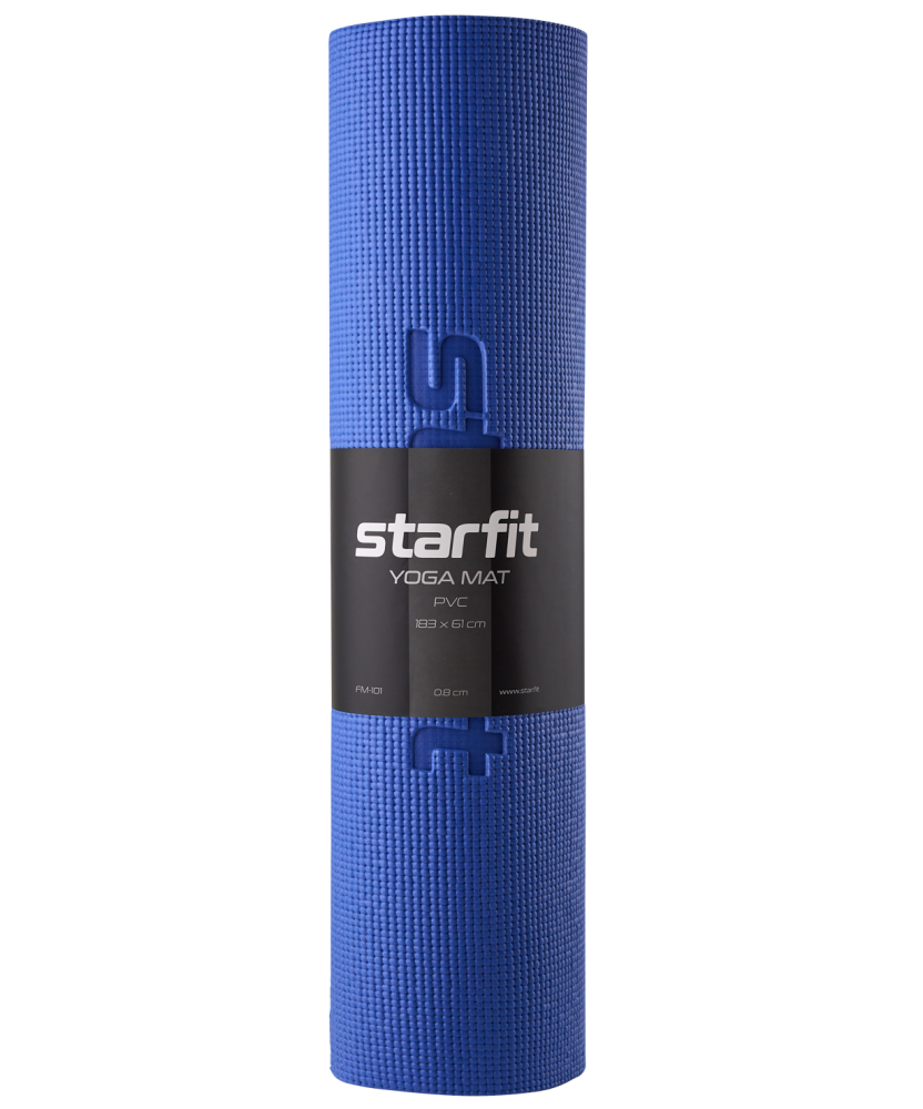 Фотографии Коврик для йоги и фитнеса FM-101, PVC, 183x61x0,8 см, темно-синий