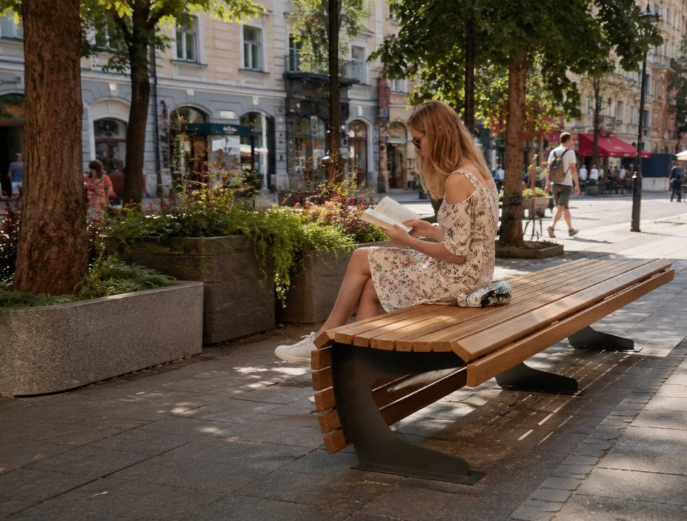 Фотографии Скамейка стальная «Пифагор» без спинки