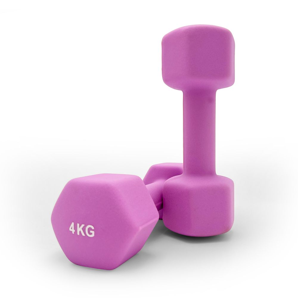 Фото Гантель UNIX Fit неопреновая 4 кг фиолетовый, 2 шт.
