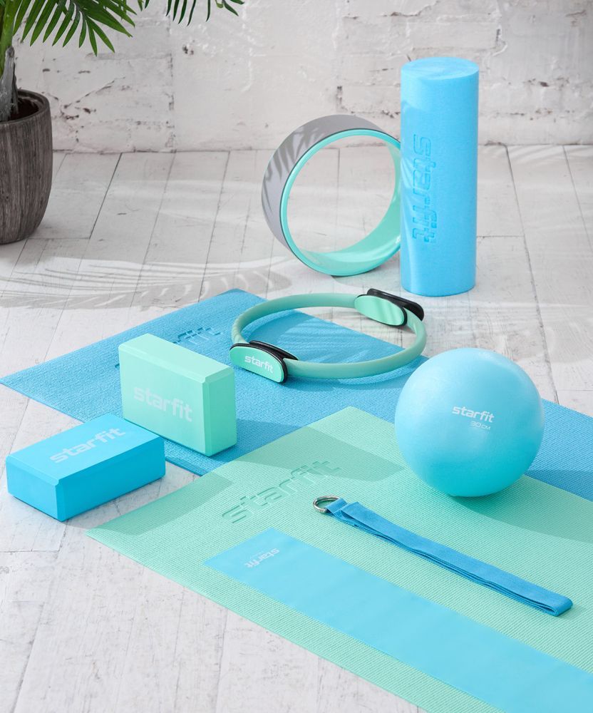 Фотографии Ремень для йоги YB-100 183 см, хлопок, синий пастель