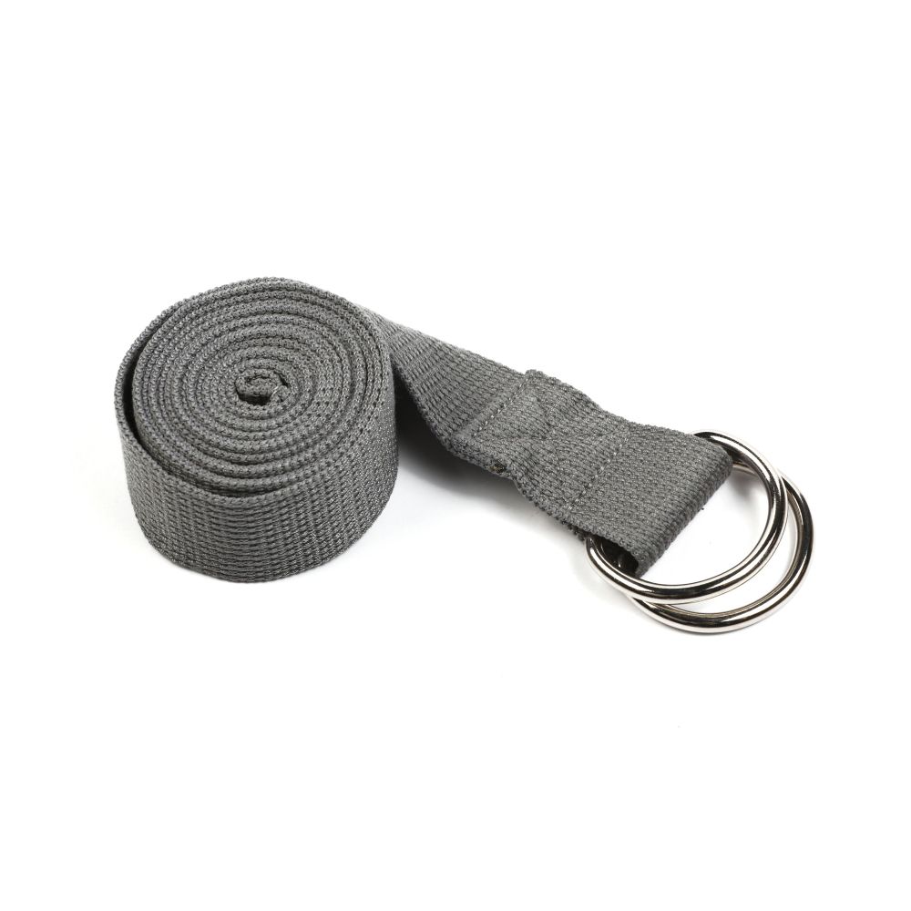 Фото Ремень для йоги с металлическим карабином PRCTZ YOGA STRAP, серый.