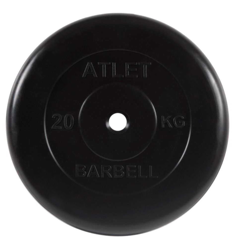 Фото Диск обрезиненный d31мм MB Barbell Atlet 20кг черный MB-AtletB31-20