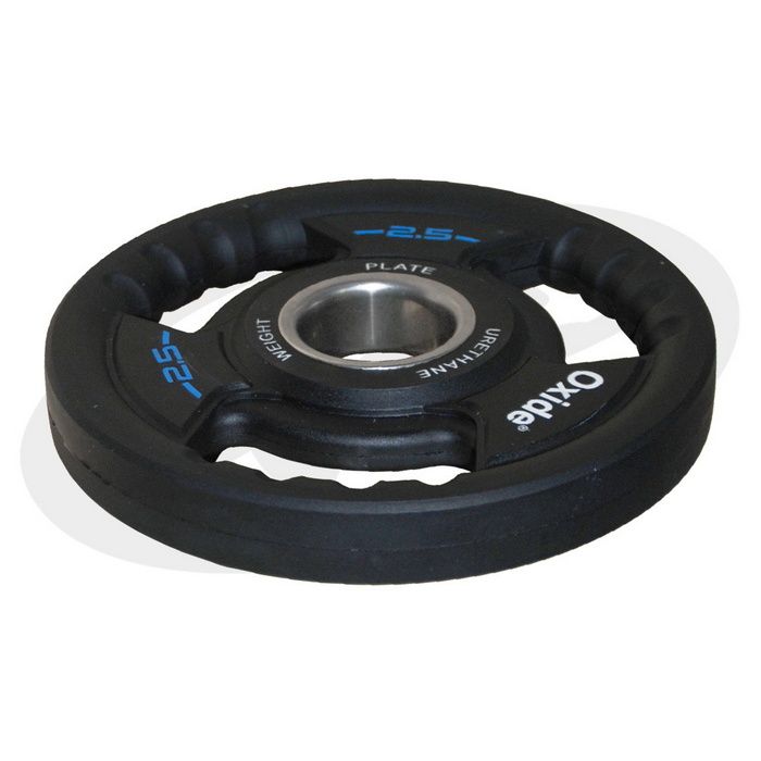 Диск олимпийский Oxide Fitness OWP02 D50мм полиуретановый, с 3-мя хватами, черный 2,5кг.