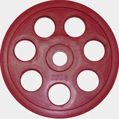 Фото Олимпийский диск евро-классик с хватом "Ромашка" 25 кг. (обрезиненный, красный, d51мм.)