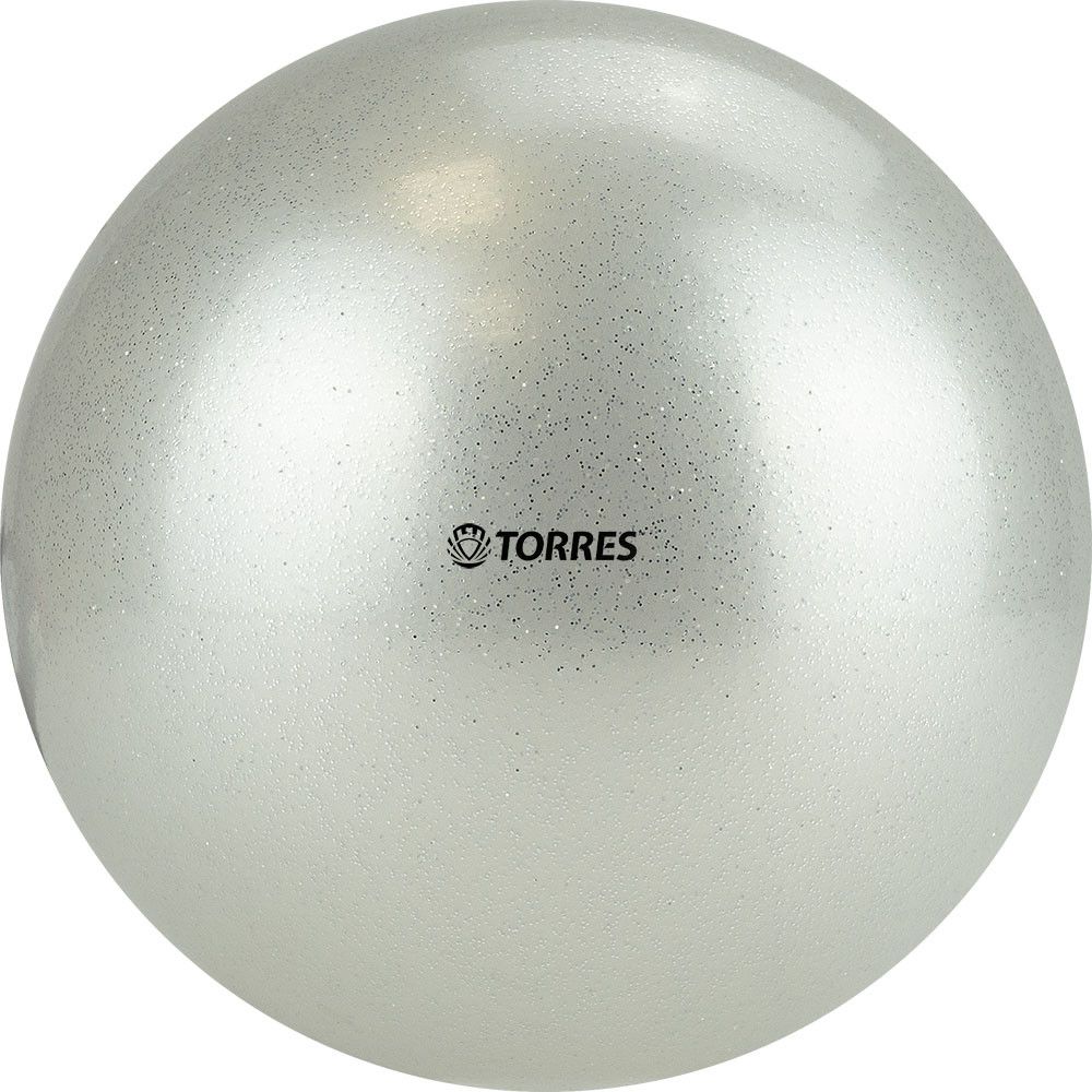 Фото Мяч для художественной гимнастики Torres AGP-15-07, диам. 15 см, ПВХ, жемчужный с блестками