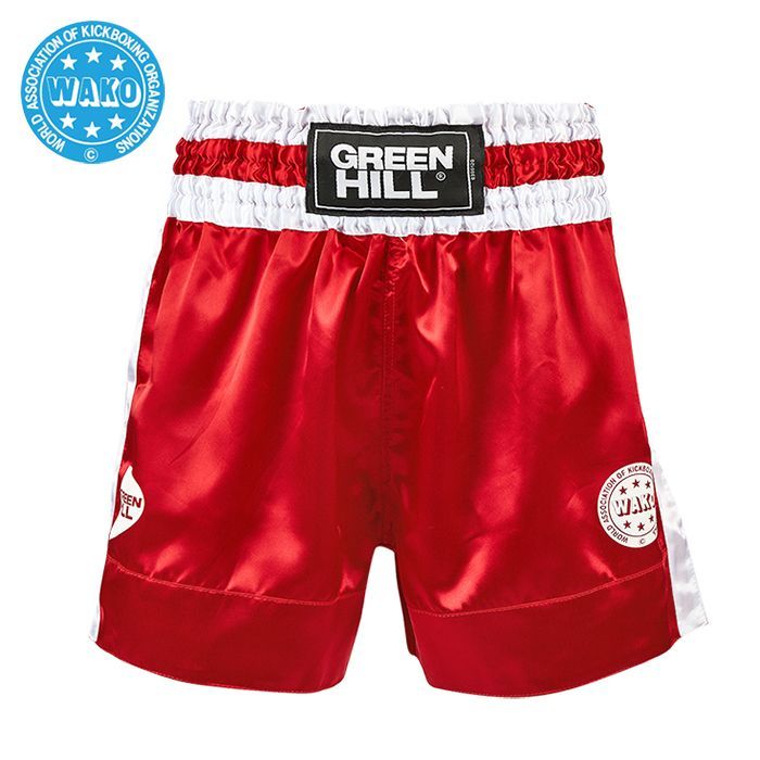 Фотографии Шорты для кикбоксинга Green Hill Fighter Wako Approved KBSF-3746w красные