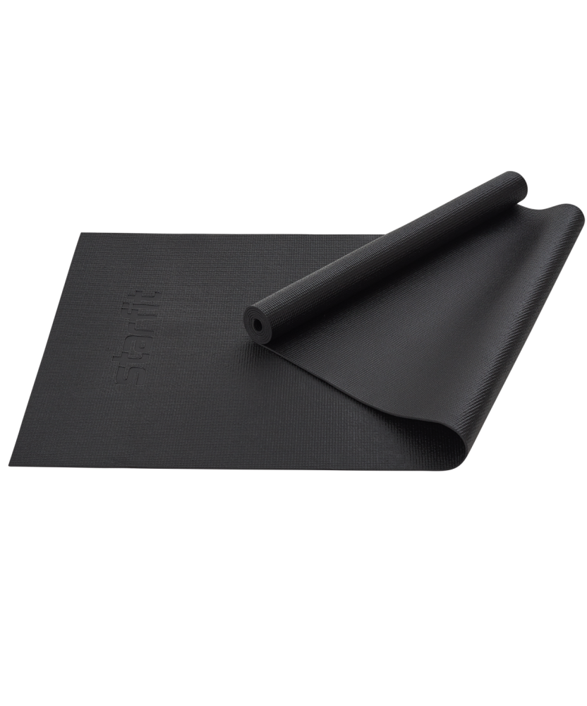 Фото Коврик для йоги и фитнеса FM-101, PVC, 183x61x0,3 см, черный