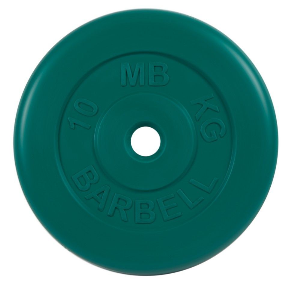 Фото Диск обрезиненный d26мм MB Barbell MB-PltC26-10 10 кг зеленый