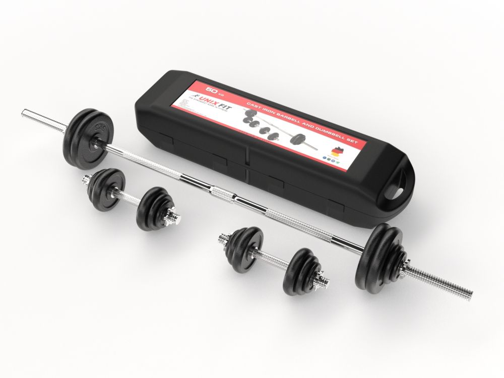 Фото Набор гантелей и штанга UNIX Fit в кейсе 50 кг