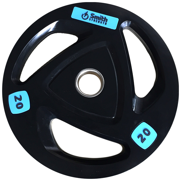 Фото Диск для штанги Smith WP085-20 c 3-м хватом, обрезиненный, 20кг