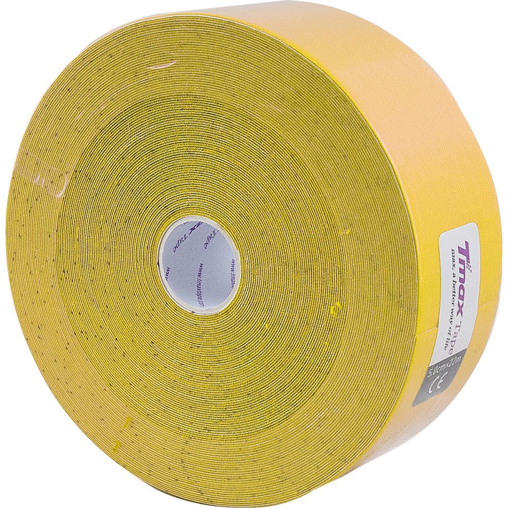 Фото Тейп кинезиологический Tmax 22m Extra Sticky Yellow (5 см x 22 м), 223299, желтый
